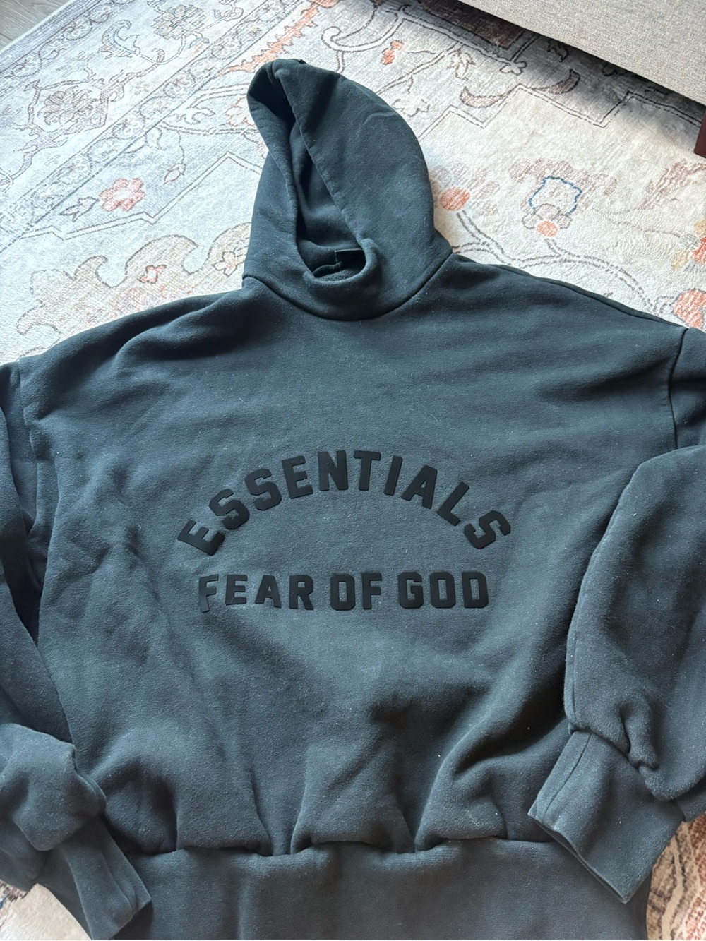 Essentials Fear of God Dark Charcoal Logo Hoodie